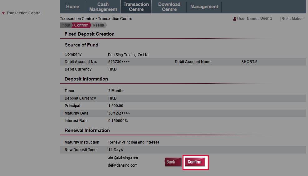 Verify the instruction details and then click 